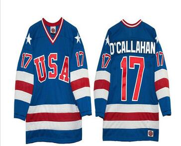Men's 1980 Olympics USA #17 Jack O'Callahan Throwback Stitched Vintage Ice Hockey Jersey-001