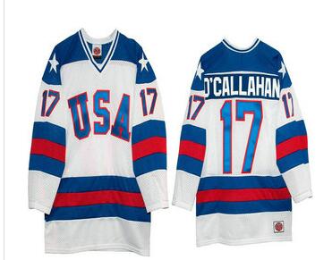 Men's 1980 Olympics USA #17 Jack O'Callahan Throwback Stitched Vintage Ice Hockey Jersey-002