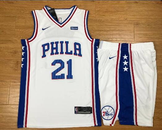 Philadelphia 76ers #21 Joel Embiid NEW Blue Stitched NBA Men Basketball Suits-001