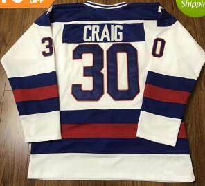 Men's 1980 Olympics USA #30 Jim Craig  Throwback Stitched Vintage Ice Hockey Jersey-002