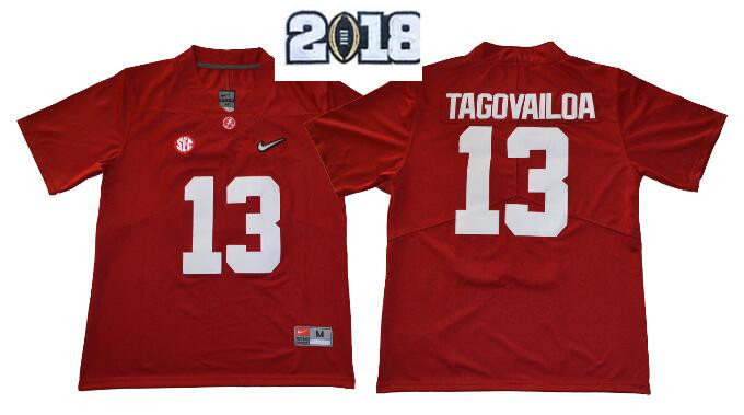 Alabama Crimson Tide Men 13 Tua Tagovailoa Football Jersey with 2018 Patch-002