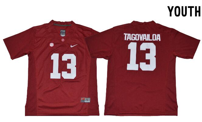 2018 Youth Alabama Crimson Tide  13 Tua Tagovailoa Football Jersey-001