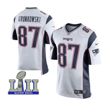 Men's New England Patriots Rob Gronkowski Nike White Men Super Bowl LII Bound Jersey