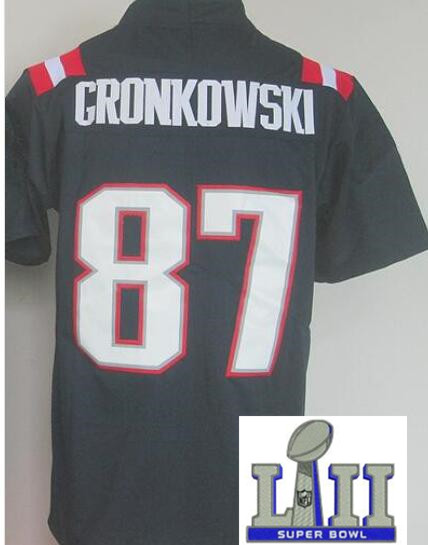 2018 Super Bowl Patch Men's New England Patriots Rob Gronkowski Nike  Blue  Jersey