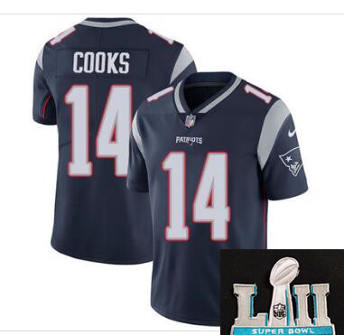 2018 Super Bowl Patch Men's New England Patriots #14 Brandin Cooks Stitched NFL Nike Jersey-007