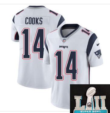2018 Super Bowl Patch Men's New England Patriots #14 Brandin Cooks Stitched NFL Nike Jersey-008