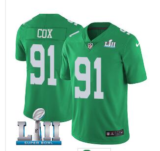 Men's Nike Eagles #91 Fletcher Cox Green Super Bowl LII Stitched NFL Limited Rush Jersey