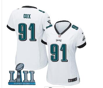 Women Nike Philadelphia Eagles #91 Fletcher Cox 2018 Super Bowl LII Game Jersey
