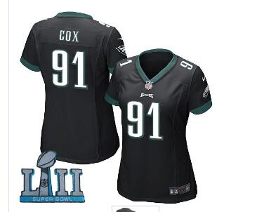 Women Nike Philadelphia Eagles #91 Fletcher Cox 2018 Super Bowl LII Game Jersey
