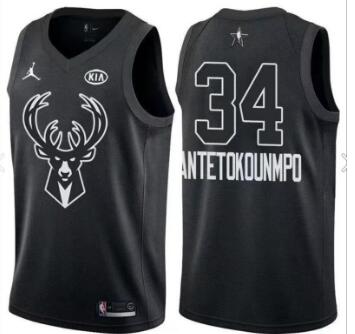 Mens Milwaukee Bucks #34 Giannis Antetokounmpo Black All Star NBA Jersey