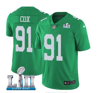 Men's Nike Eagles #91 Fletcher Cox Green Super Bowl LII Stitched NFL Limited Rush Jersey