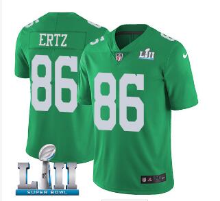 Men's Nike Eagles #86 Zach Ertz Green Super Bowl LII Stitched NFL Limited Rush Jersey