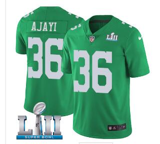 Men's Nike Eagles #36 Jay Ajayi Green Super Bowl LII Stitched NFL Limited Rush Jersey