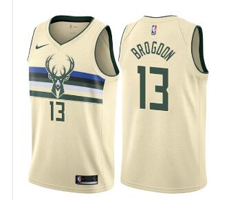 Nike Bucks #13 Malcolm Brogdon Cream NBA Swingman City Edition Jersey