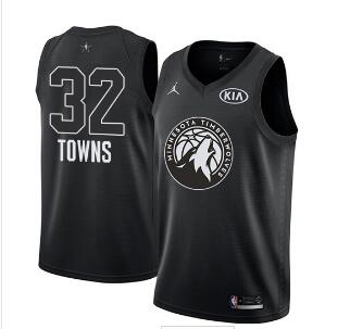 Nike Timberwolves #32 Karl-Anthony Towns Black NBA Jordan Swingman 2018 All-Star Game Jersey