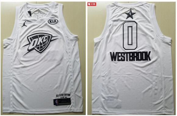 2018 Nike Oklahoma City Thunder 0 Russell Westbrook Black Basketball Jersey White