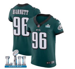 Men's Nike Philadelphia Eagles #96 Derek Barnett Midnight Green Team Color Super Bowl LII Stitched NFL Vapor Untouchable Elite Jersey