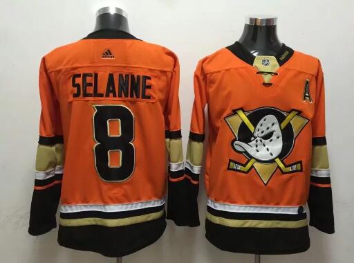 2018 New Adidas Anaheim Ducks 8 Teemu Selanne orange men ice hockey nhl jerseys