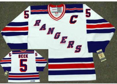 Men's York Rangers #5 BARRY BECK 1983 CCM Vintage Home NHL Hockey Jersey
