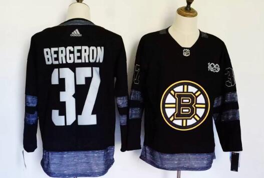 Adidas Bruins #37 Patrice Bergeron Black 1917-2017 100th Anniversary Stitched NHL Jersey