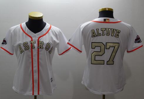 Women's Jose Altuve Alex Bregman George Springer Justin Verlander Carlos Correa White 2018 Gold Program Jerseys