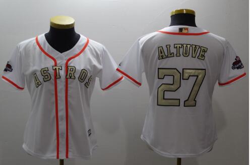 Women's Jose Altuve Alex Bregman George Springer Justin Verlander Carlos Correa White 2018 Gold Program Jerseys