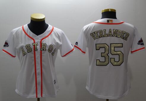 Women's Jose Altuve Alex Bregman George Springer Justin Verlander Carlos Correa White 2018 Gold Program Jerseys