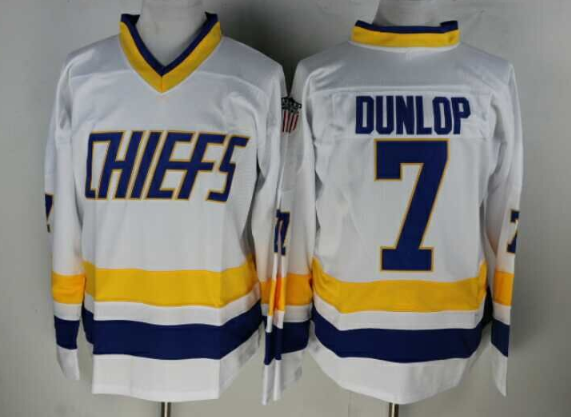 The Movie Charlestown Chiefs 7 Francine Dunlop White or Blue Movie Hockey Jersey As Picture-001