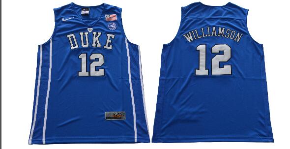 Duke Blue Devils  12 Zion Williamson  College Basketball Jersey-001