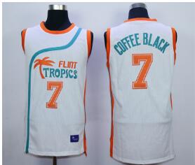 Flint Tropics 7 Coffe Black  Semi Pro Movie Stitched Basketball Jersey-002