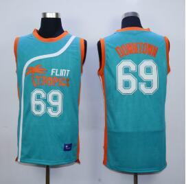 Flint Tropics 69 Downtown Teal Semi Pro Movie Stitched Basketball Jersey