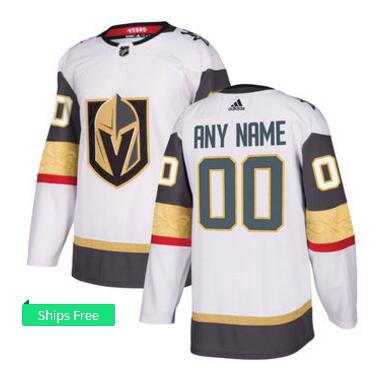 Men's Vegas Golden Knights adidas White Away Authentic Custom Jersey-001