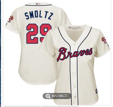Women's John Smoltz Replica Majestic Jersey-002