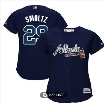 Women's John Smoltz Replica Majestic Jersey-004