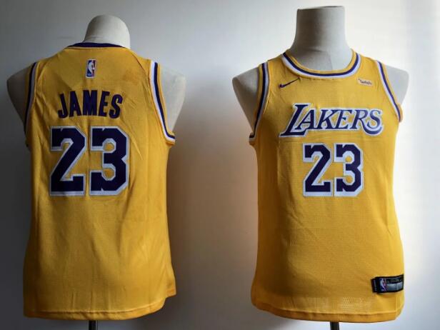 18-19 Kid's Los Angeles Lakers #23 Lebron James Basketball Jersey-002