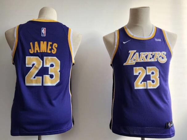 18-19 Kid's Los Angeles Lakers #23 Lebron James Basketball Jersey-003