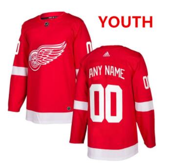 Youth Adidas Detroit Red Wings NHL  Customized Jersey with Any Name and No.-001