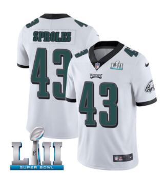 Men's Nike Eagles #43 Darren Sproles with Super Bowl LII patch Stitched Jersey-001