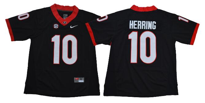 Men Georgia Bulldogs College Football 10 Malik Herring Jersey-001