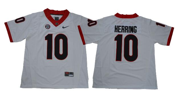 Men Georgia Bulldogs College Football 10 Malik Herring Jersey-003