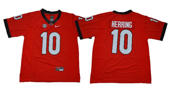 Men Georgia Bulldogs College Football 10 Malik Herring Jersey-006