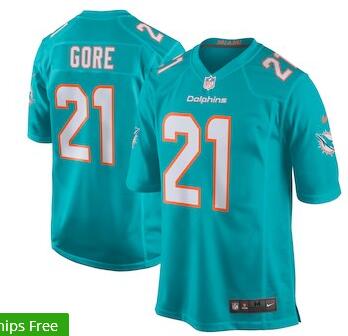 Men's Miami Dolphins Frank Gore Nike Aqua New 2018 Jersey-002