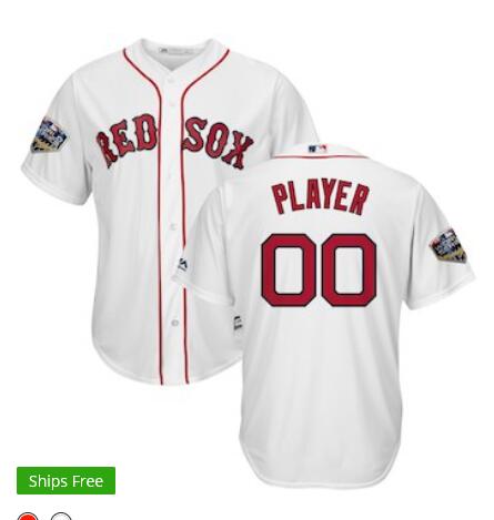 Men's Boston Red Sox Majestic Scarlet 2018 World Series Cool Base Custom Jersey-002