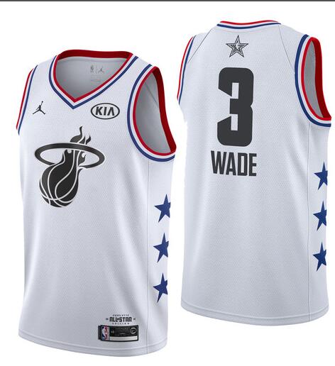 Heat #3 Dwyane Wade White Basketball Jordan Swingman 2019 All-Star Game Jersey-002