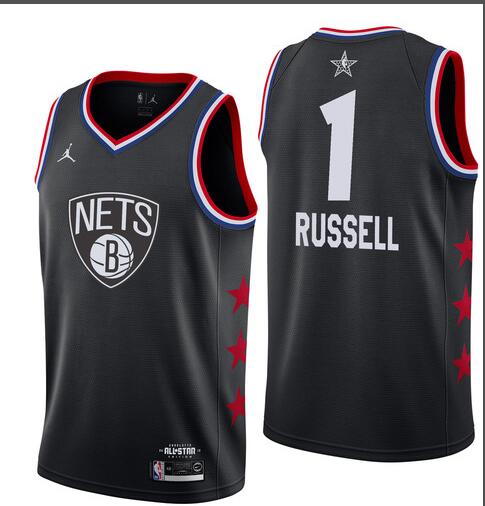 Men Nets D'Angelo Russell #1 White 2019 All-Star Jersey-001