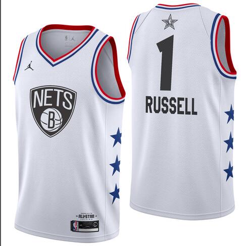 Men Nets D'Angelo Russell #1 White 2019 All-Star Jersey-002