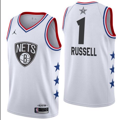Men Nets D'Angelo Russell #1 White 2019 All-Star Jersey-002