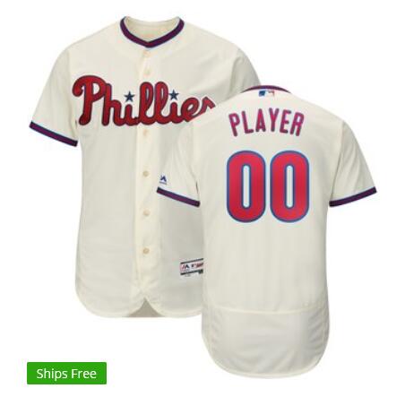 Men's Philadelphia Phillies Majestic  Flex Base Custom Jersey with Any Name and No.-002
