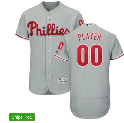 Men's Philadelphia Phillies Majestic  Flex Base Custom Jersey with Any Name and No.-003
