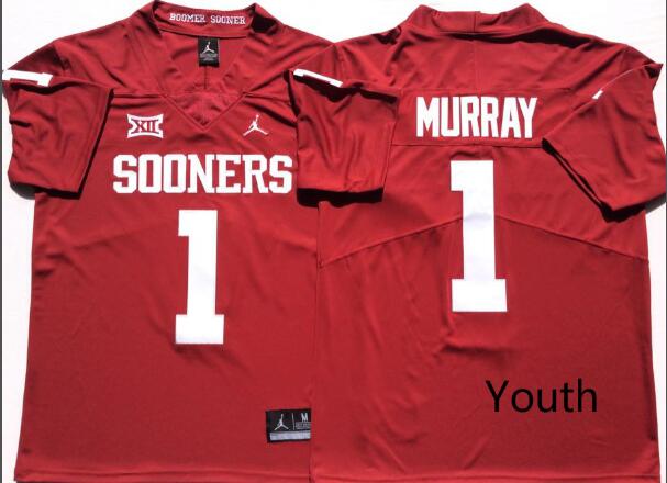 Youth Oklahoma Sooners Red #1 MURRAY Collage jersey-001